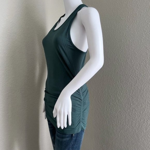Athleta Women's Speedlight Seamless Tank Size S Green Rouched Sides Long Length - Picture 3 of 8
